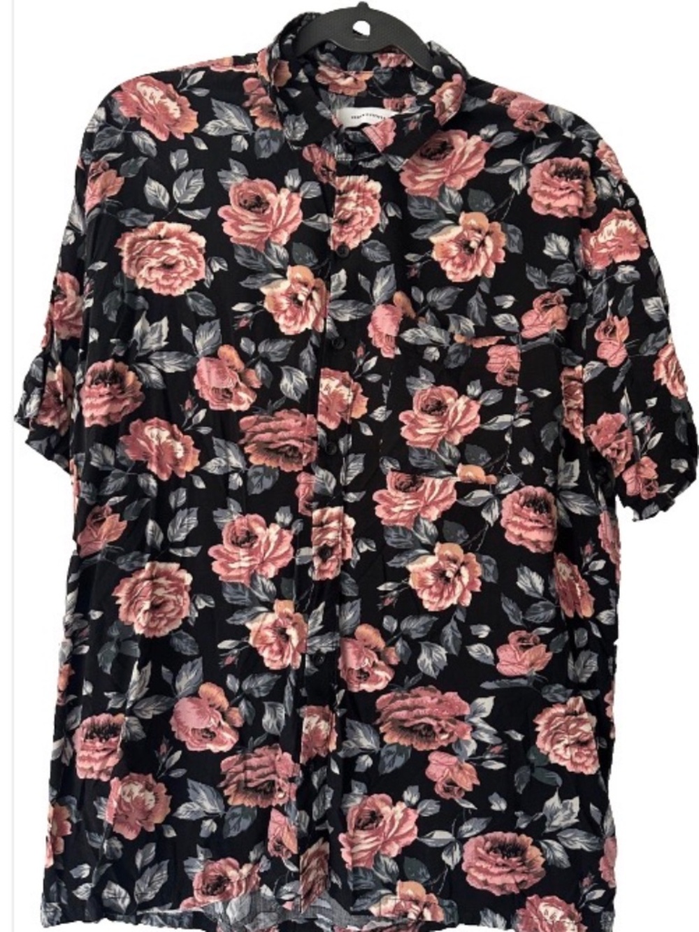 Urban Outfitters Mens Black L Floral Lightweight Shirt Perfect Day to Night